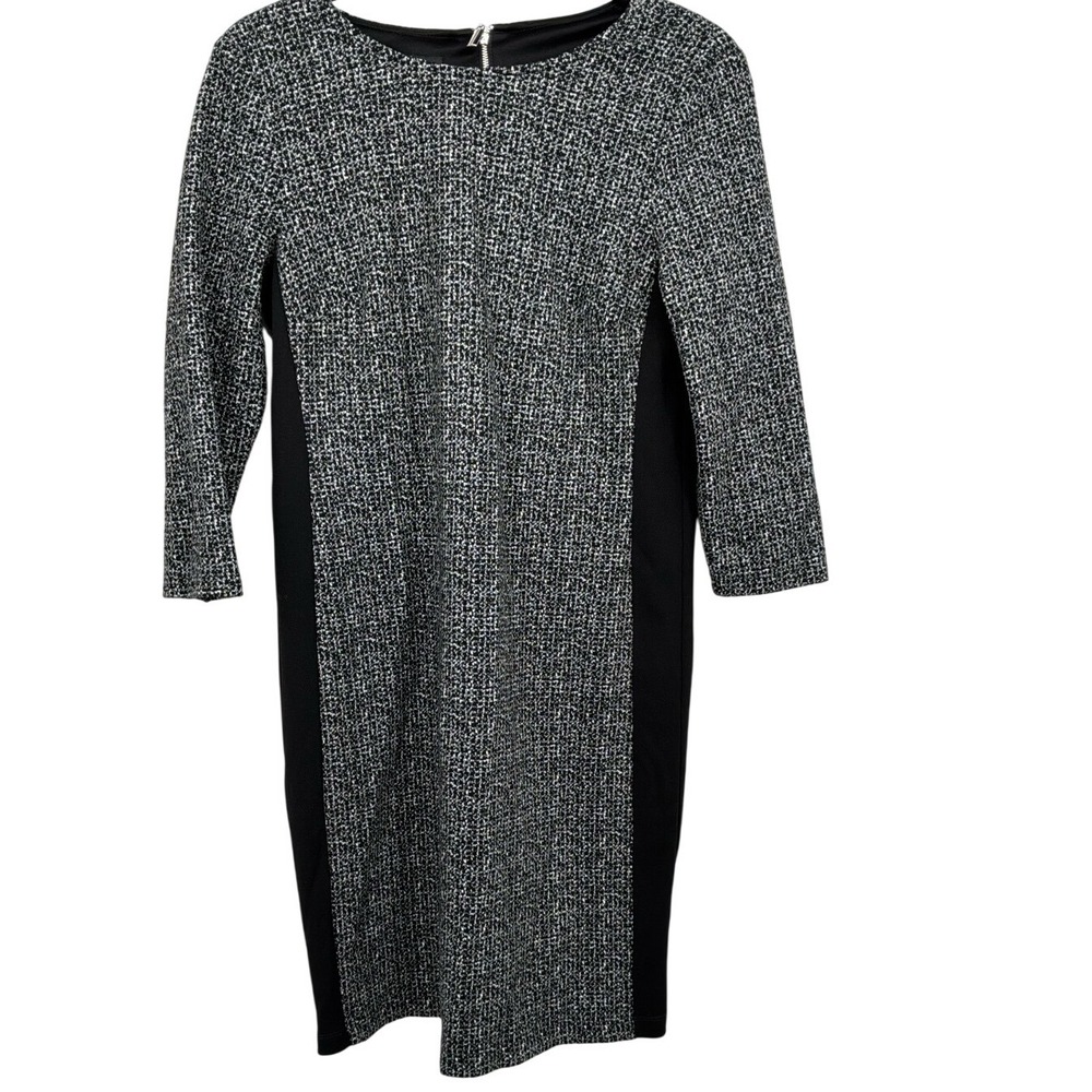 Alyx Size 4 Black White Textured Sheath Dress Career Office Chic